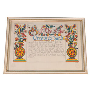 Vntg Mid-Century Louise God the Father’s Hand Framed Folk Art Prayer 15x11 Amish